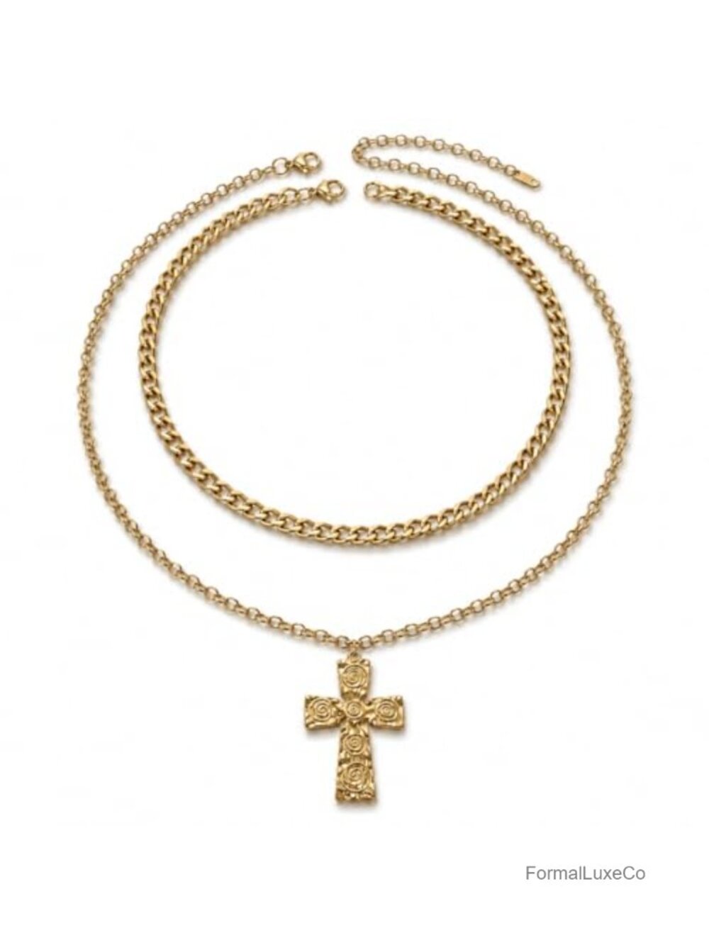 Layered Cross Necklace Set for Women 4Pcs Pearl Choker Chunky Religious